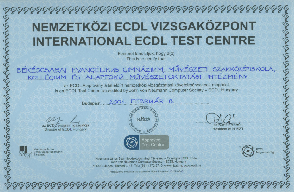 ECDL oklevél